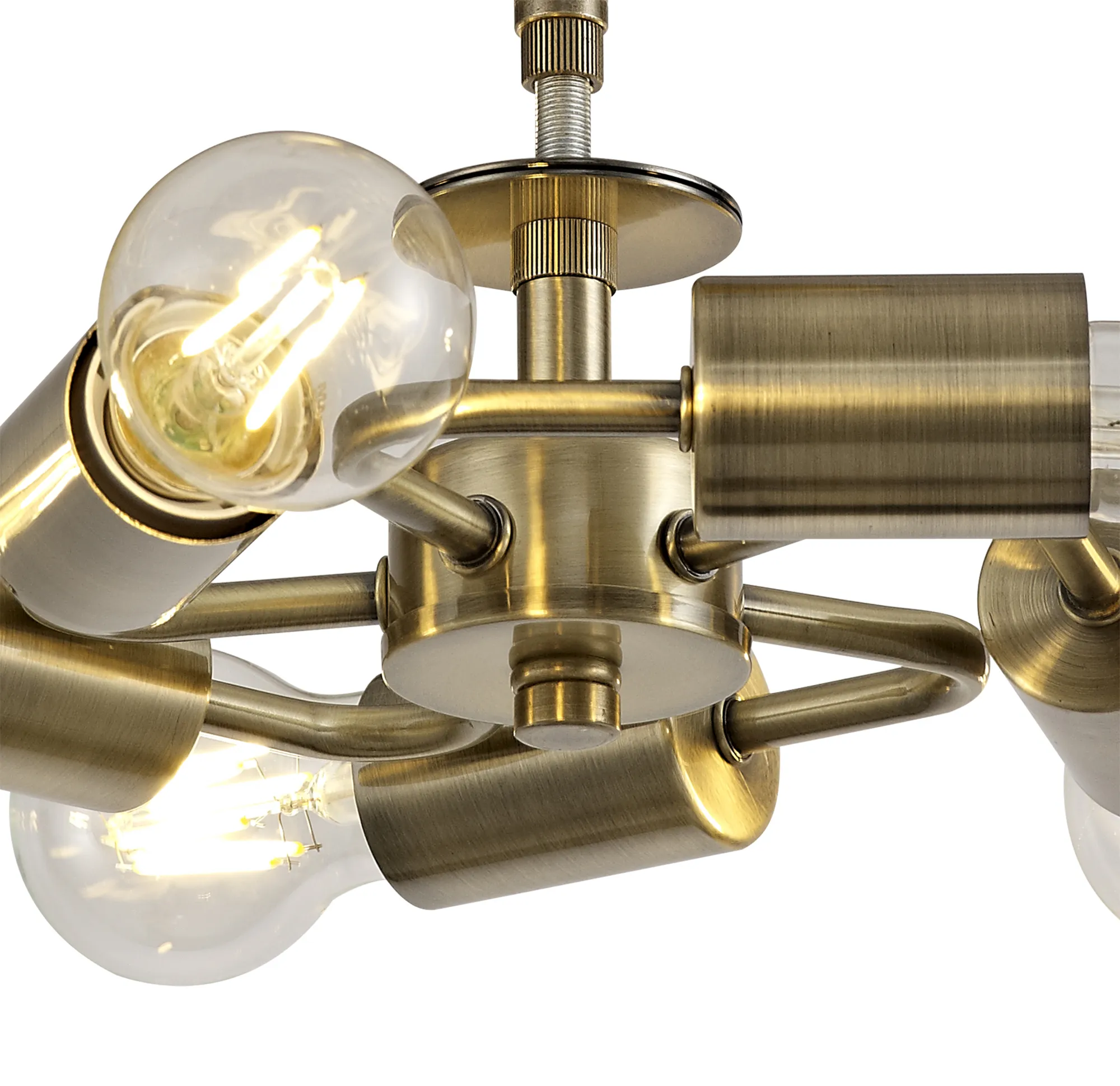 Baymont 50cm Semi Flush 5 Light Antique Brass, Gold Leaf, Frosted Diffuser DK0848  Deco Baymont AB GL